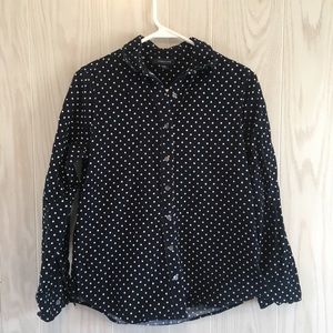 Blue polka dot long sleeve button shirt